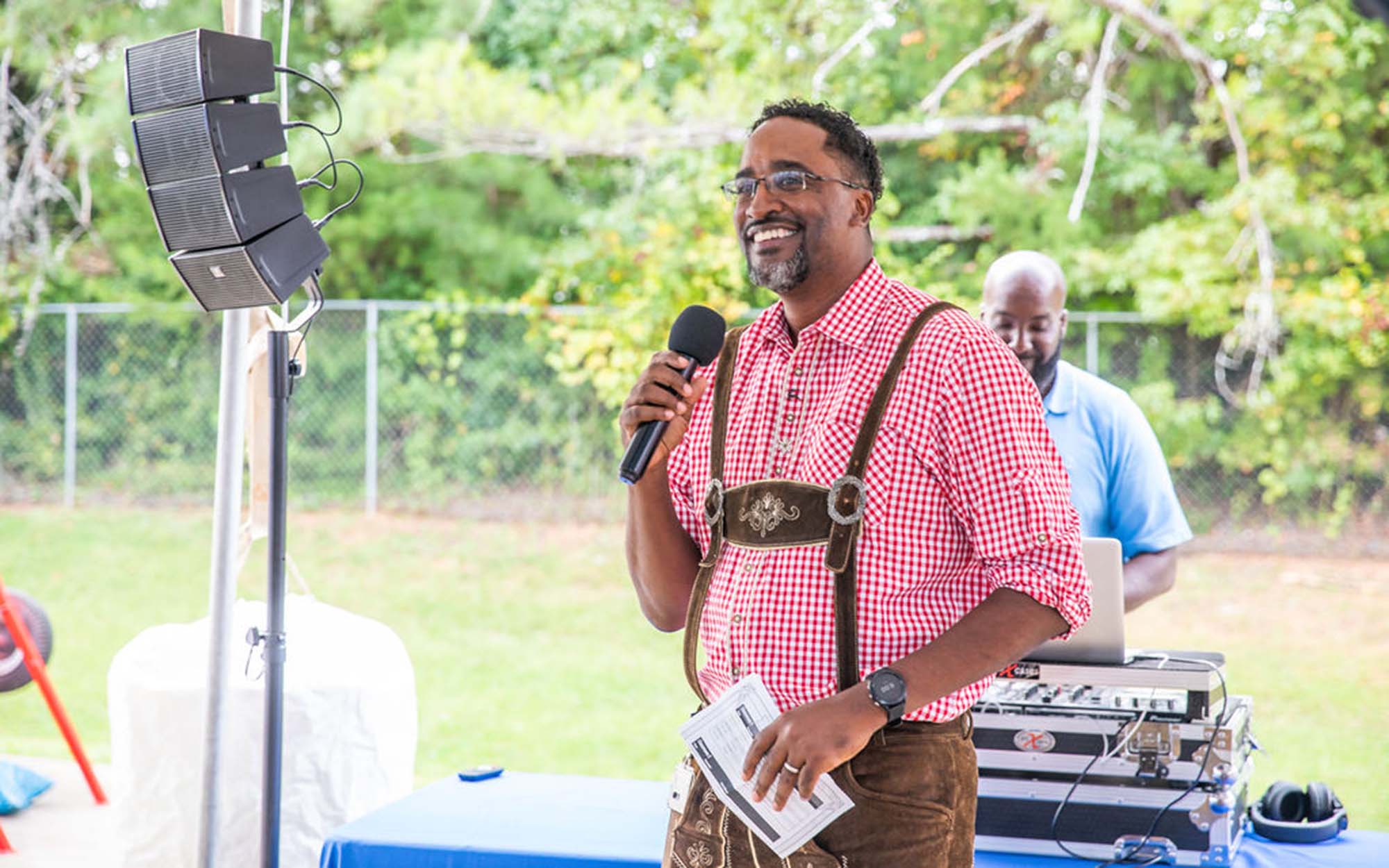 John Fluker, CEO of Grenzebach Corporation in Newnan, welcomed all guests. (© Katie Cooper/ Grenzebach)