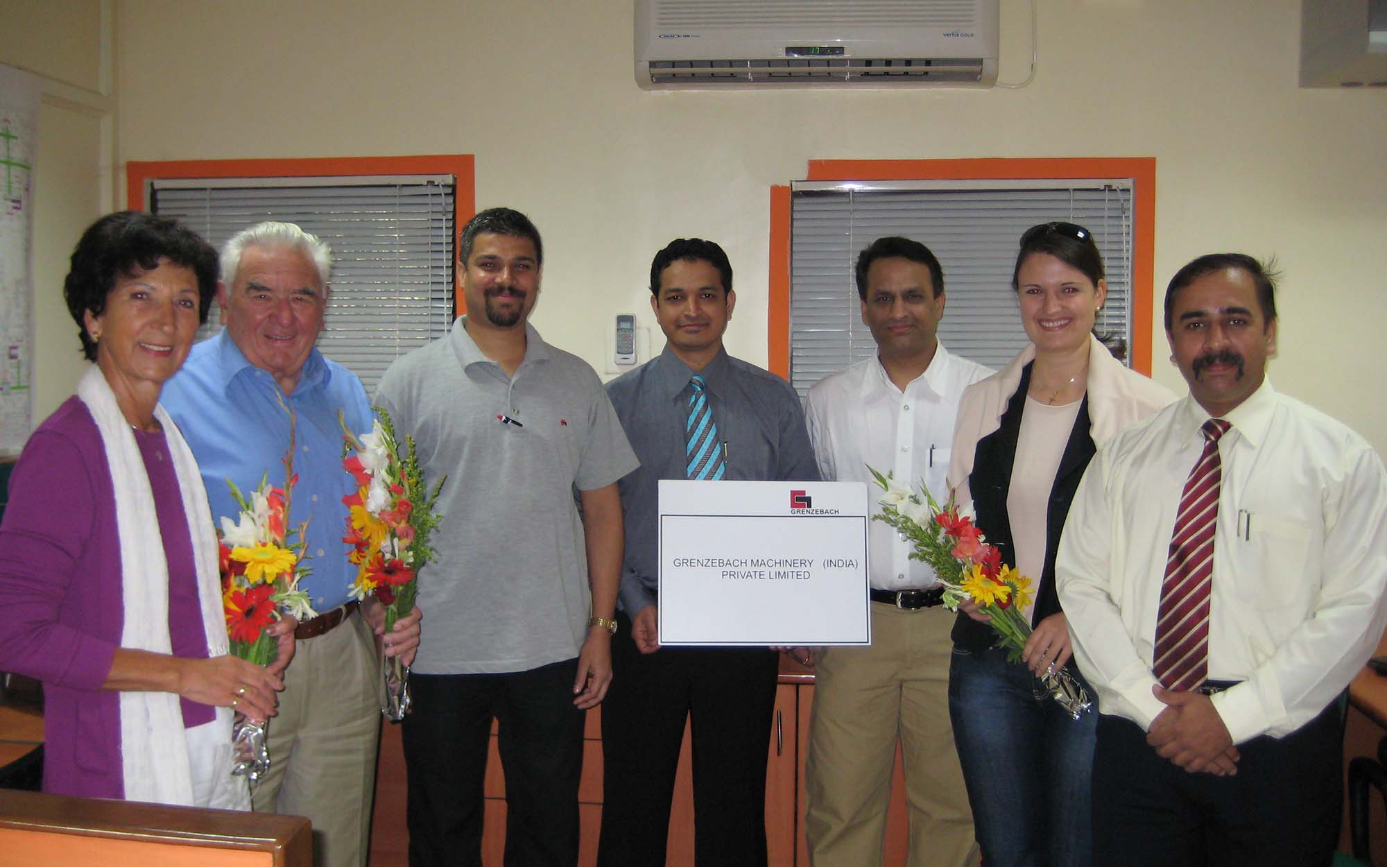 Grenzebach Company Founder Couple and daughter visiting experts at the Indian site in Poona.