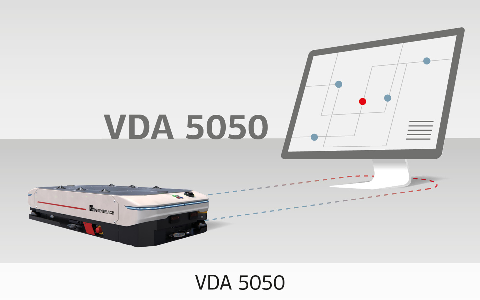 Über die VDA 5050 Schnittstelle kann das OL1200S mit fahrerlosen Transportfahrzeugen anderer Hersteller unter einem Software-Leitstand kombiniert werden.