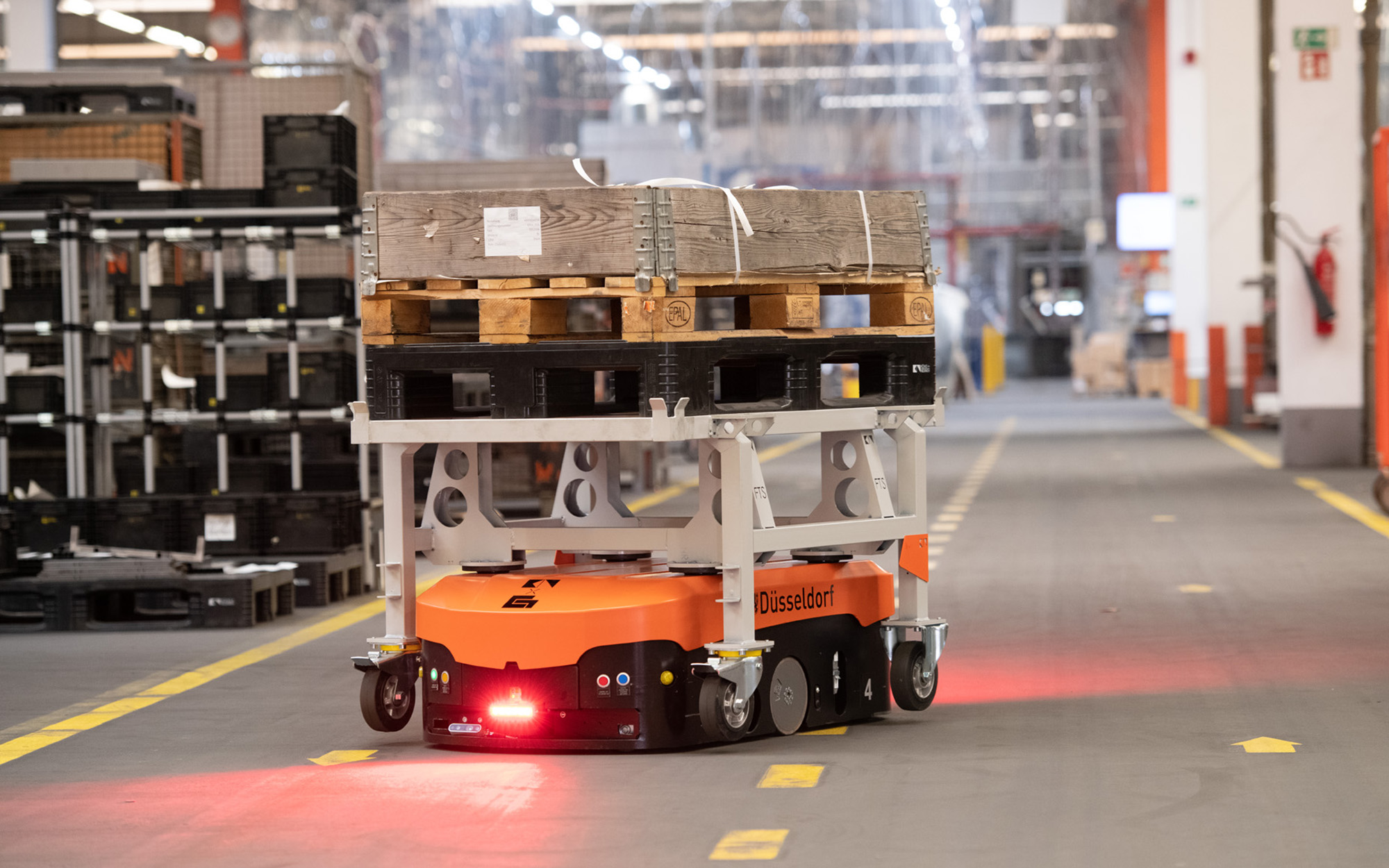 AGVs transport around 1,000 good carriers