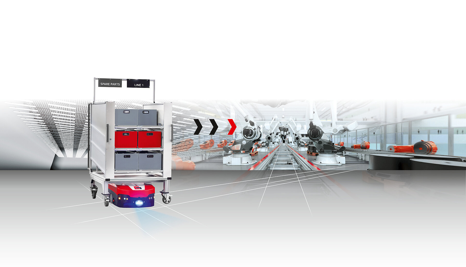 Driverless transport systems for in-house parts transport