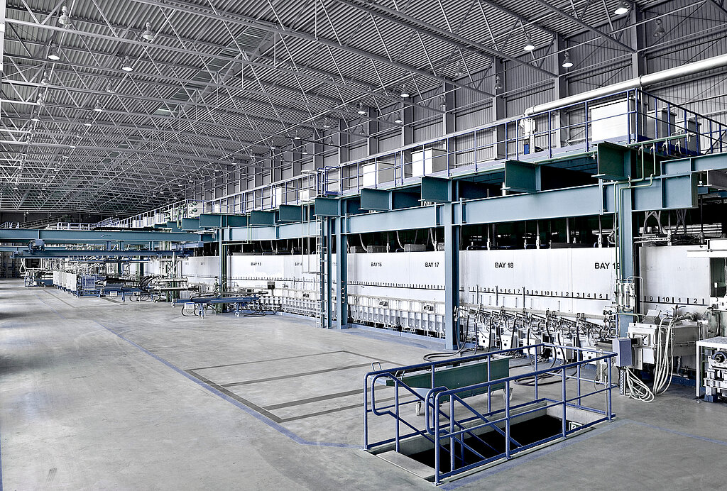 Tin bath for float glass production Grenzebach