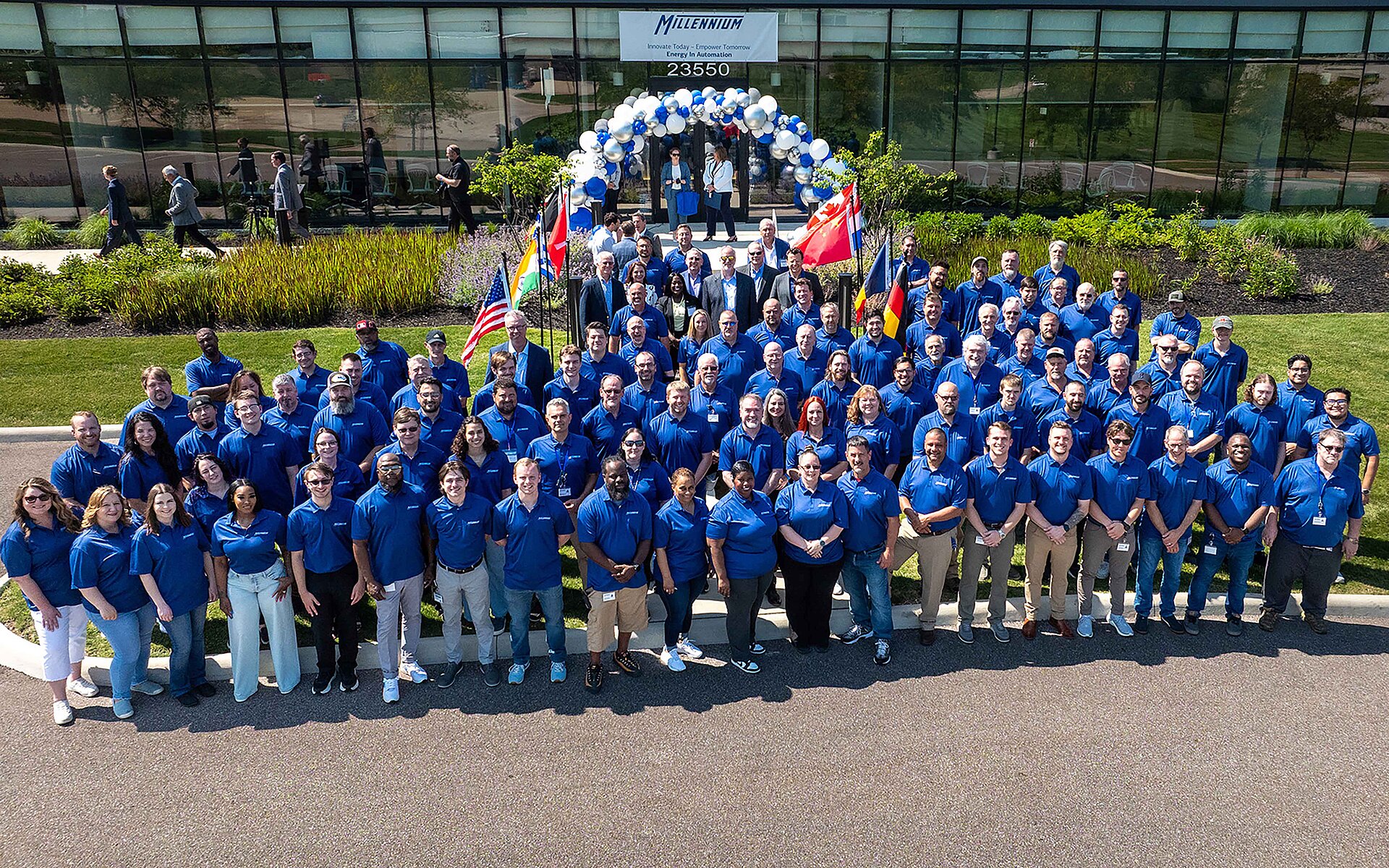 Group photo of the Millennium and Grenzebach team at the Beachwood, Ohio location